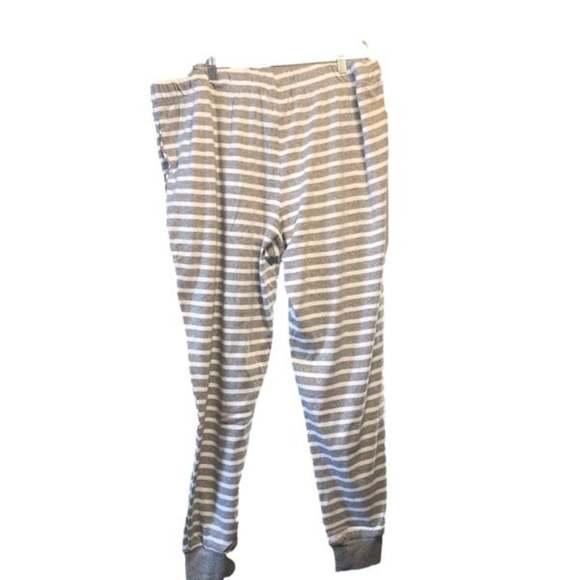 MENS 100% Cotton Pajama Set Gray and White Striped Size M New in open packaging - Picture 5 of 13
